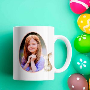 cana personalizata cu poza paste fericit iepuras fetita