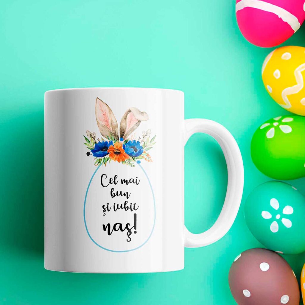 cana personalizata cu poza si mesaj paste pentru nas
