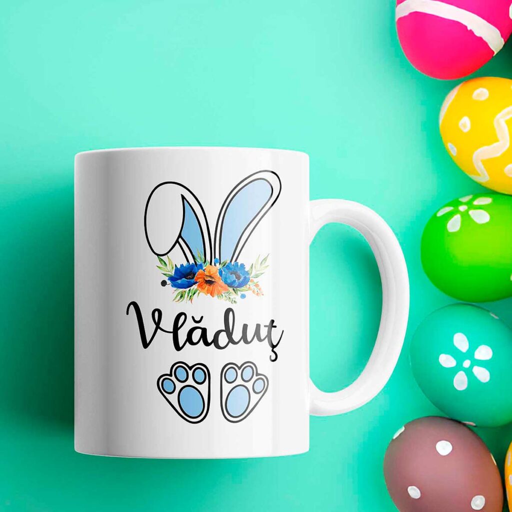 cadou personalizat paste cana cu iepuras baiat