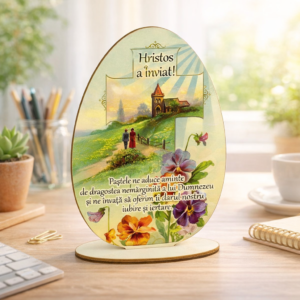 Cadou Paste - Decoratiune Ou din lemn personalizat cu mesaj