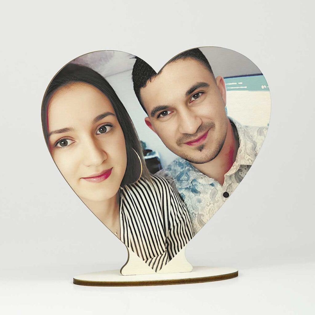 inima lemn cu poza cadou pentru iubita sotie