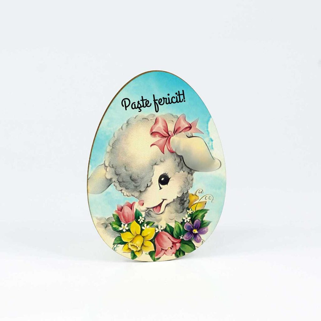 felicitare lemn paste ou personalizat cu magnet