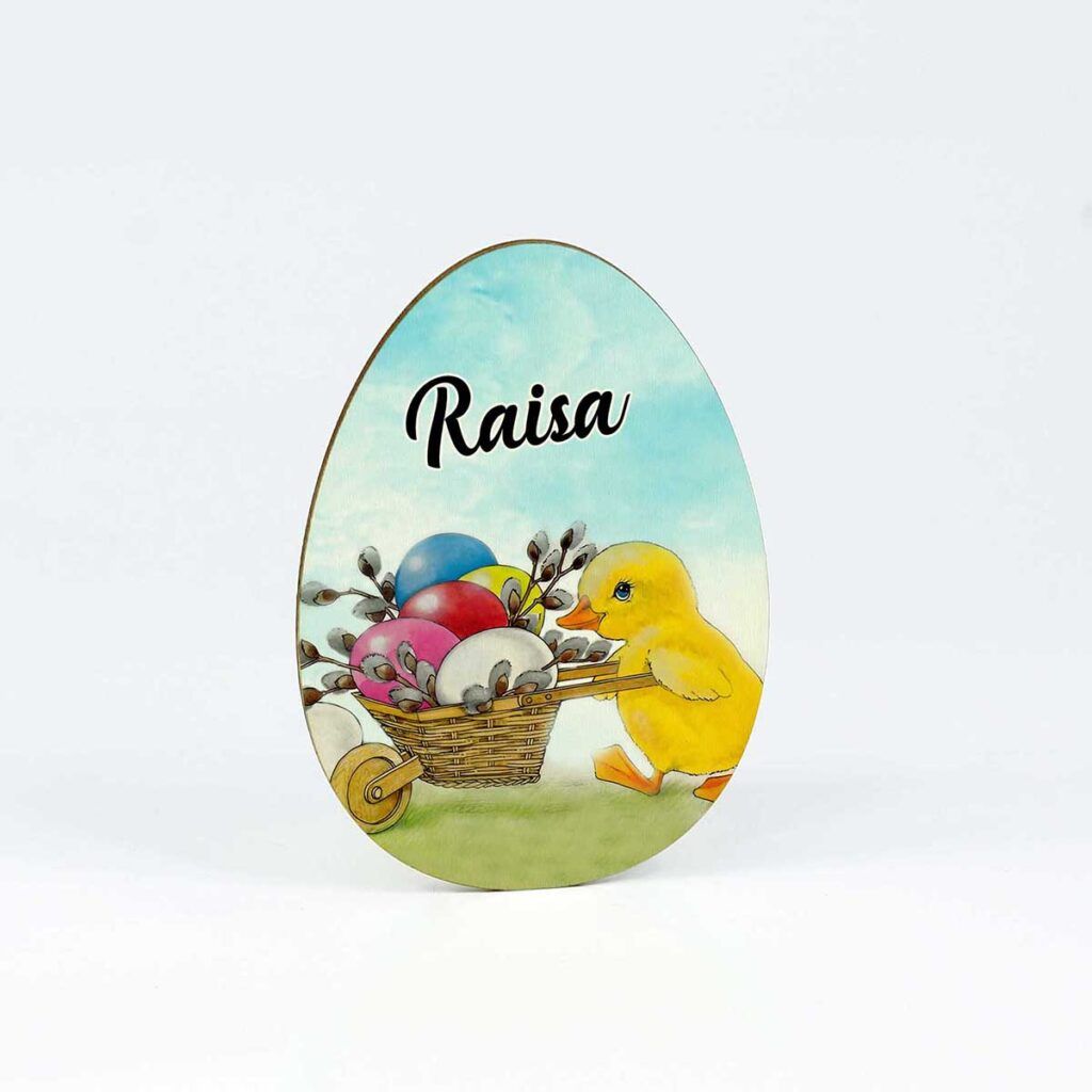 ou din lemn cu magnet personalizat cu nume pentru paste