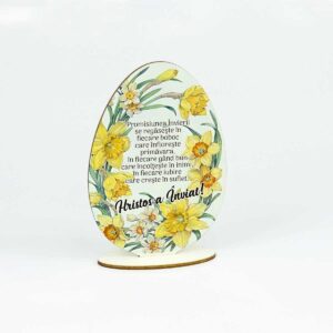 decoratiune lemn ou cu mesaj pentru paste prietene colege
