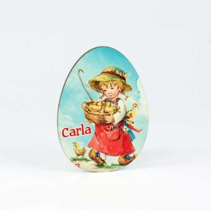 Cadou Paste - Ou din lemn cu magnet personalizat cu nume