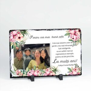 piatra personalizata cu poya si mesaj pentru ceamai buna sefa