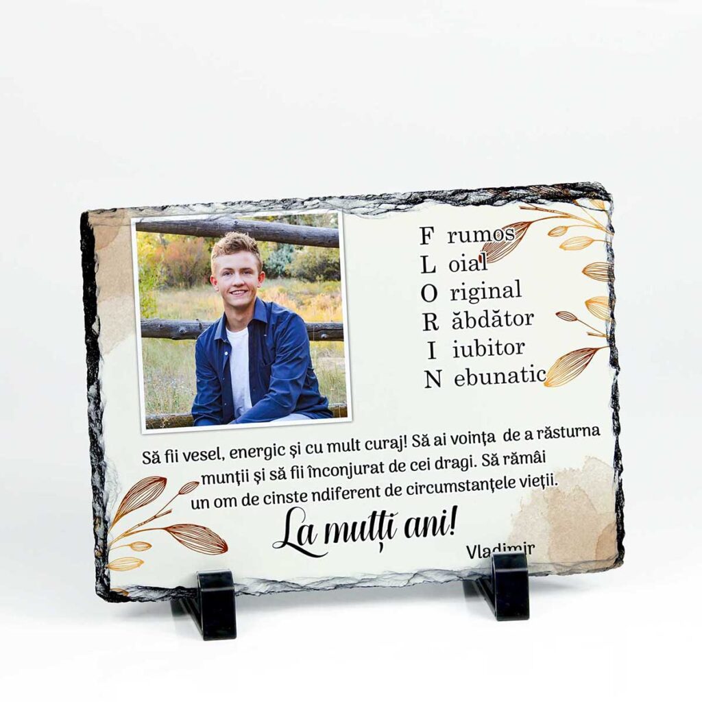 rama foto personalizata cadou aniversare cu pozasi mesaj florii