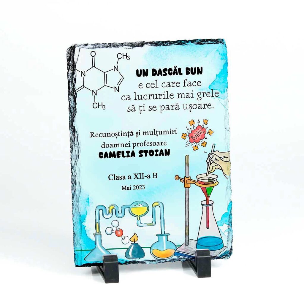 piatra ardezie personalizata cadou profesor chimie