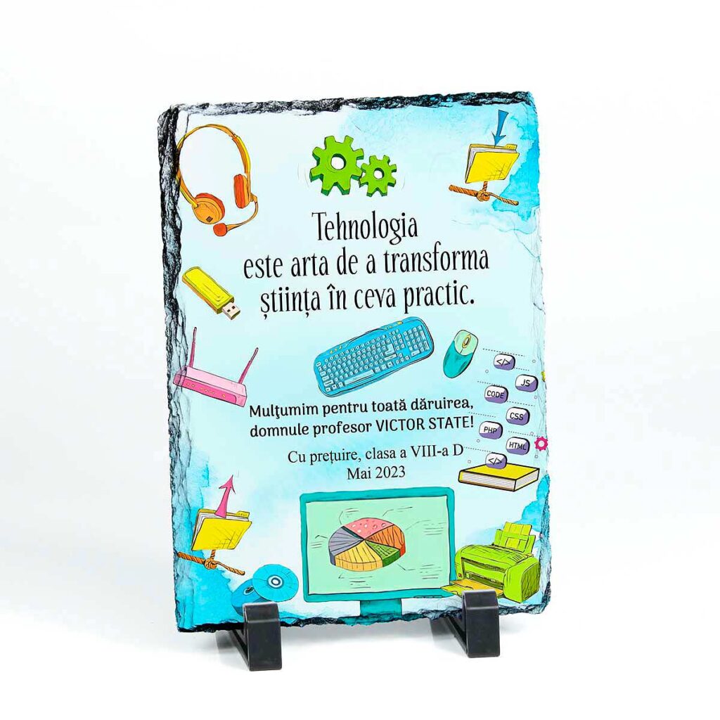 piatra ardezie personalizata cadou profesor informatica