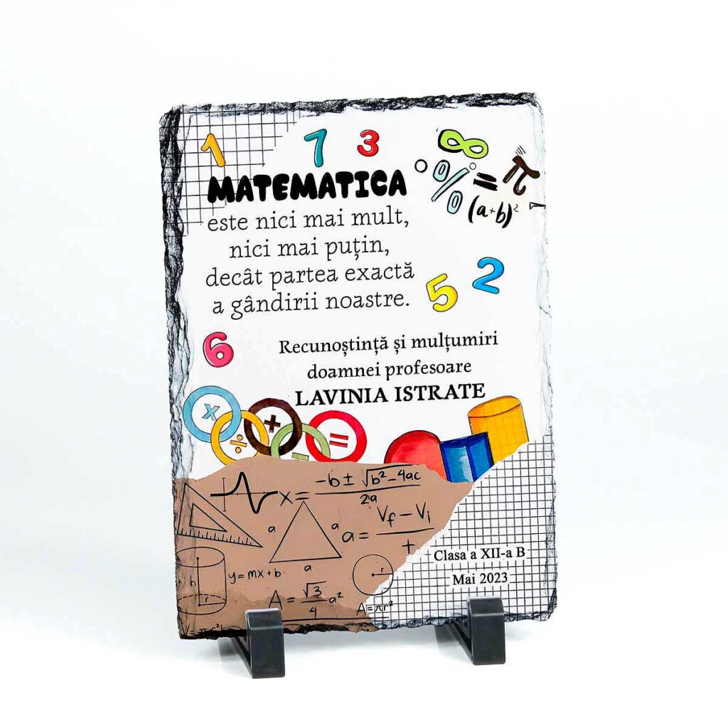piatra ardezie personalizata cadou profesor matematica