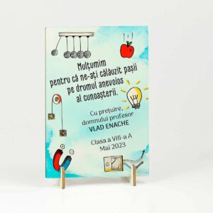 felicitare lemn cadou personalizat profesor fizica
