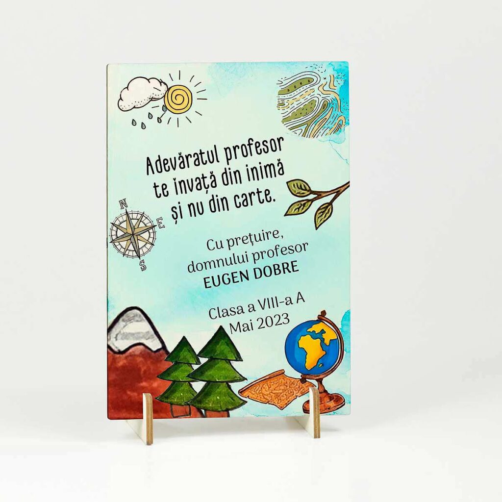 placheta trofeu lemn cadou personalizat geografie