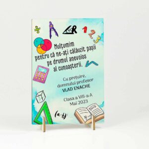 placheta trofeu lemn cadou personalizat profesor matematica