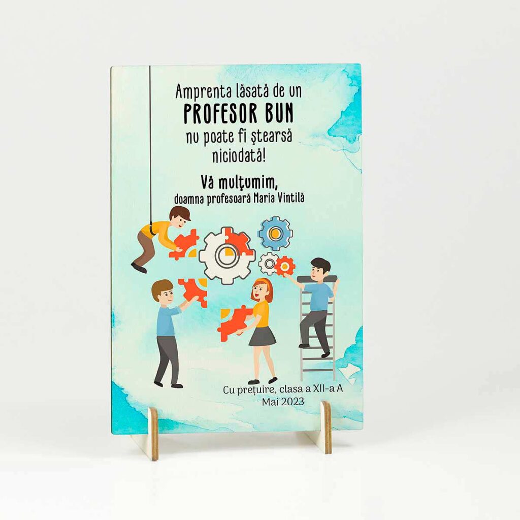 trofeu lemn personalizat profesor educatie sociala