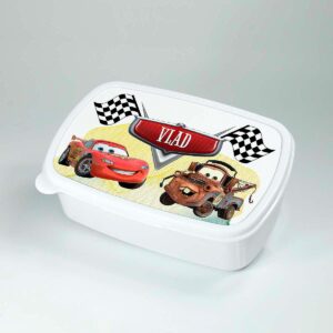 caserola personalizata lunch box cu nume si personaj cars