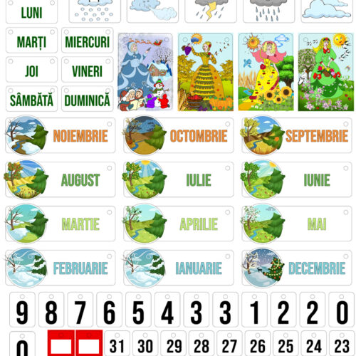 Printare Elemente Calendarul Naturii cu Zilele Lunii