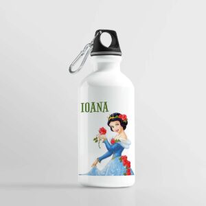 bidon de apa personalizat cu nume si personaj alba ca zapada