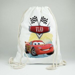 Cadou Saculet personalizat cu nume şi personaj Cars