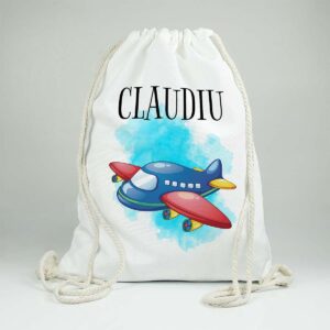 Cadou Saculet personalizat cu nume şi personaj Avion