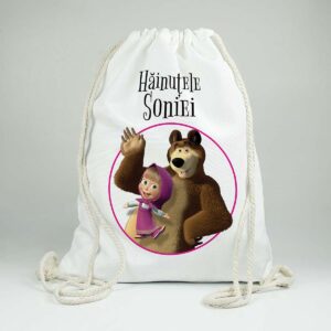 Cadou Saculet personalizat cu nume şi personaj Masha