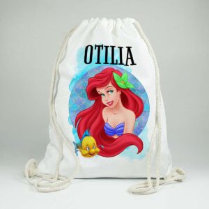 Cadou Saculet personalizat cu nume si personaj Mica Sirena