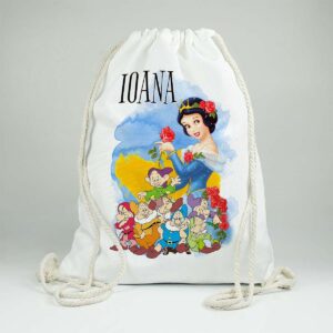 Cadou Saculet personalizat cu nume si personaj Alba ca Zapada