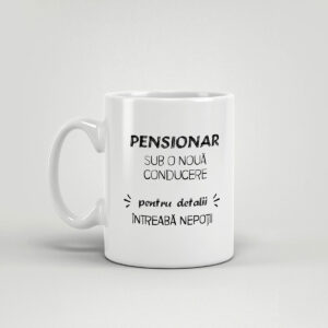 Cana alba personalizata - Pensionar