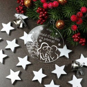 Glob din plexiglas personalizat - Primul Craciun ca parinti