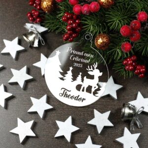 Glob din plexiglas personalizat cu nume - Primul meu Craciun