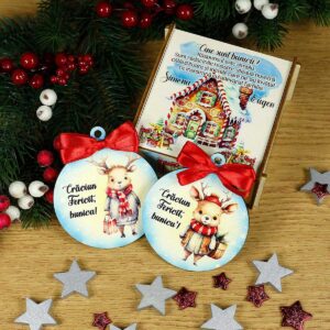 Cadou personalizat de Craciun pentru bunici - Cutie globuri lemn