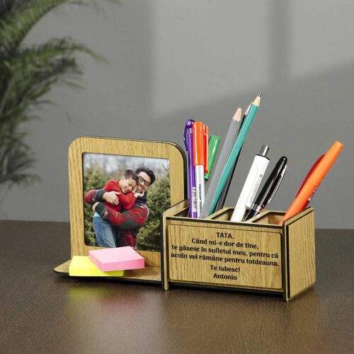 suport birou pentru pixuri cadou personalizat tata fiu