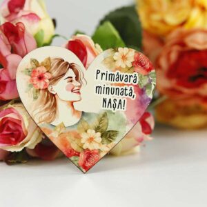 Inima lemn cu magnet - martisor nasa