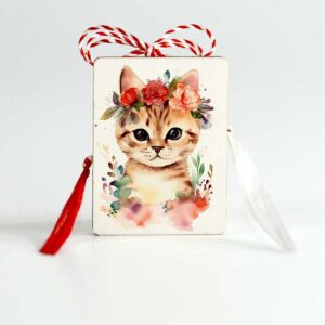 Martisor lemn cu pisicuta