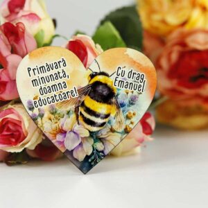 Martisor cu mesaj educatoare/invatatoare de albinute