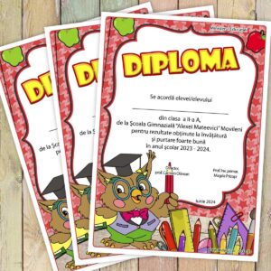 Diploma scolara cu mascota - model 183