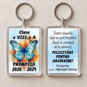 breloc personalizat absolventi cu fluturi cadou absolvire clasa 8 Dedaruit