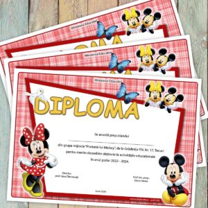 Diploma scolara clasa Minnie si Mickey Mouse - model 026