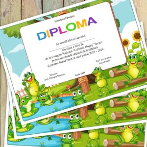Diploma scolara cu mascota Clasa broscutelor