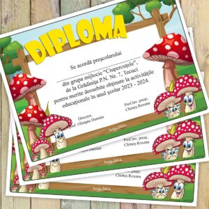 Diploma scolara cu mascota Clasa ciupercutelor - model 190