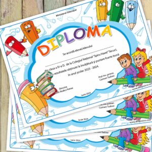 Diploma scolara cu mascota - clasa creioanelor istete - model 185