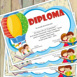 Diploma scolara cu mascota - clasa exploratorilor - model 200