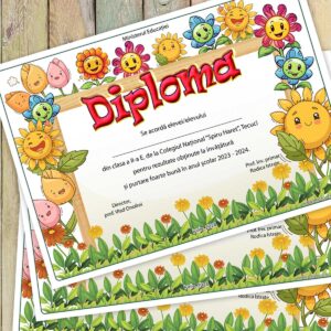 Diploma scolara cu mascota - clasa florilor