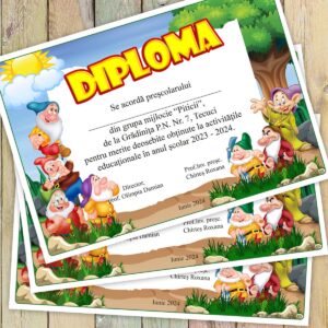 Diploma scolara cu mascota Clasa piticilor - model 189