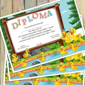 Diploma scolara cu mascota - clasa ratustelor - model 195