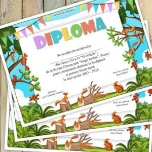 Diploma scolara cu mascota clasa veveritelor - model 201