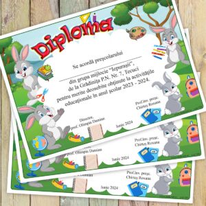 Diploma scolara cu mascota Clasa iepurasilor - model 188