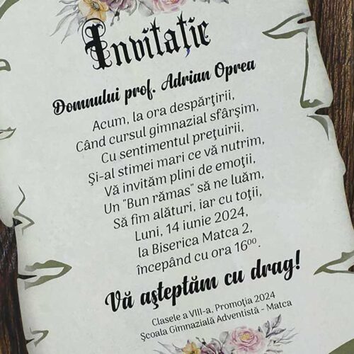 invitatie profesori banchet