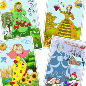 Set 4 planse didactice Zanele anotimpuri (format A4 - A3)