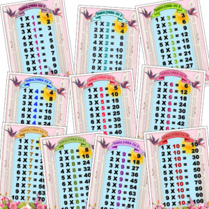 Set 10 planse didactice Tabla inmultirii (format A4 - A3)