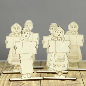 Blank-uri figurine din lemn Românaș și Româncuță
